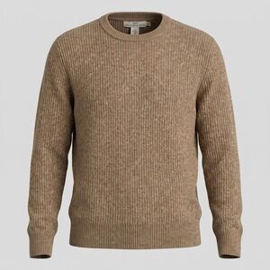 L.O.G.G. H&M Men Medium Tan Sweater Label of Graded Goods Ribbed Knit Crewneck